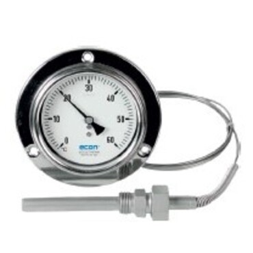 Pressure spring thermometer fig. 3536 stainless steel distance capillary rear flange